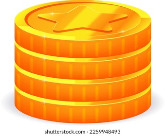 Münzstapel. Vermögenssymbol. Cartoon-goldenes Symbol