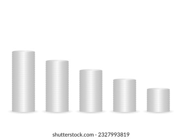 Coin stacks Isolated on White Background. Investment or Saving Money Concept. Vector Illustration. 