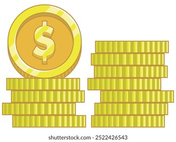 Coin Stacks Money Side View Position