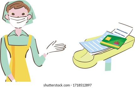 Coin stand next to the cash register illustration
