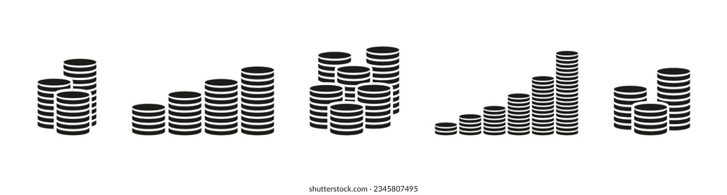 Coin stock icon. Money vector set. Compound interest sign. Banking finannce symbol isolated on white background.