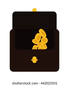 Coin and suitcase icon. Bitcoin design. vector graphic