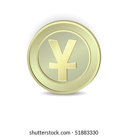 The coin with  symbol of the Chinese yuan. Vector