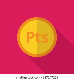 Coin with the symbol Peseta with shadow