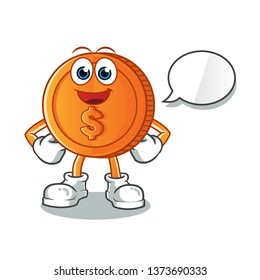 coin talking mascot vector cartoon art illustration