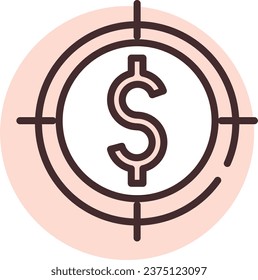 Destino de moneda, ilustración o icono, vector sobre fondo blanco.