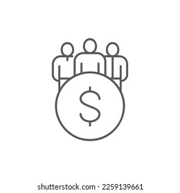 Coin with team, business team, user group lineal icon. Finance, payment, invest finance symbol design.