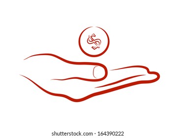 coin thrown into a hand