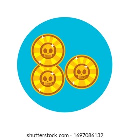 coin token with skull block and flat style vector illustration design