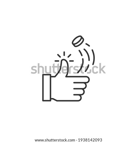 Coin Toss Related Vector Line Icon. Sign Isolated on the White Background. Editable Stroke EPS file. Vector illustration.