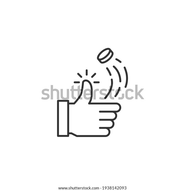 Coin Toss Related Vector Line Icon. Sign\
Isolated on the White Background. Editable Stroke EPS file. Vector\
illustration.