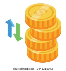 Coin trade icon isometric vector. Money barter. Swap goods