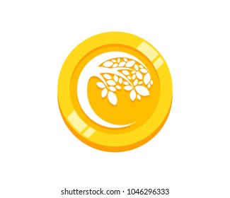 Coin Tree Icon Logo Design Element