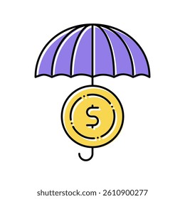 coin umbrella safe color icon vector. coin umbrella safe sign. isolated symbol illustration