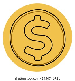 Coin vector 5 cute on a white background, vector illustration.