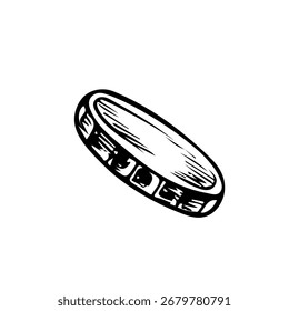 Coin. Vector, black and white graphic illustration. For postcards, banners and flyers, packaging, invitations, holiday decor, and more.