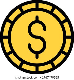 coin vector colour line icon