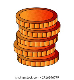 diseño vectorial de monedas. mano digital dibujada. textura de medio tono