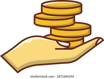 coin vector flat colour icon