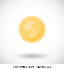 Coin vector flat icon, flat design of donation or fundraising, earning, currency sign with round shadow isolated on the white background, vector illustration