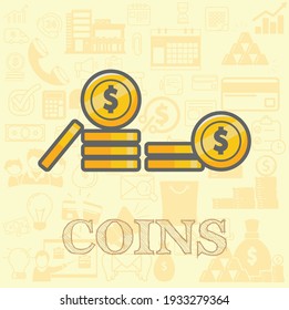 coin vector flat illustration, coins business vector illustration