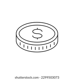 Coin vector icon. Casino coins sign. Casino chips icon. Money flat sign design. Illustration of coin line icon. Linear flat cent coin symbol pictogram. UX UI icon
