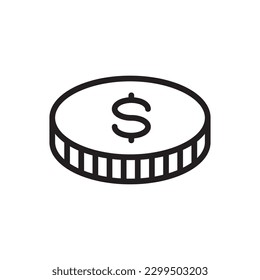 Coin vector icon. Casino coins sign. Casino chips icon. Money flat sign design. Illustration of coin line icon. Linear flat cent coin symbol pictogram. UX UI icon