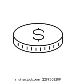 Coin vector icon. Casino coins sign. Casino chips icon. Money flat sign design. Illustration of coin line icon. Linear flat cent coin symbol pictogram. UX UI icon
