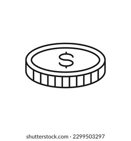 Coin vector icon. Casino coins sign. Casino chips icon. Money flat sign design. Illustration of coin line icon. Linear flat cent coin symbol pictogram. UX UI icon