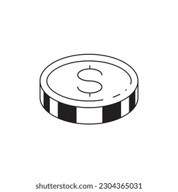 Coin vector icon. Casino coins sign. Casino chips icon. Money flat sign design. Illustration of coin line icon. Linear flat cent coin symbol pictogram. UX UI icon