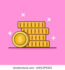 Ilustración del icono del vector de monedas. Estilo de caricatura plano adecuado para la página de aterrizaje web, pancarta, volante, adhesivo, tarjeta, fondo