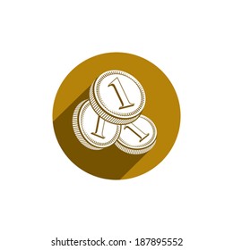 Coin vector icon isolated.