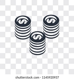 Coin vector icon isolated on transparent background, Coin logo concept