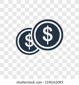 Coin vector icon isolated on transparent background, Coin transparency logo concept