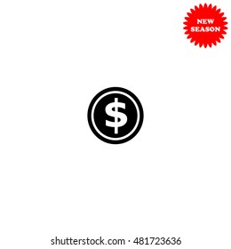 Coin vector icon isolated on white background.