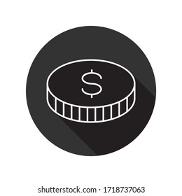 Icono vectorial de monedas. Diseño de letreros planos de dinero. Pictograma con símbolo de moneda de caída. EPS 10. Icono de redondeo 