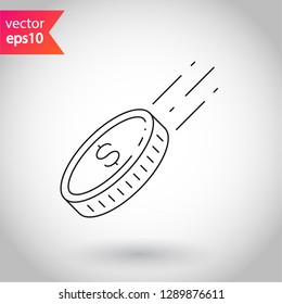Coin vector icon. Money vector sign. Falling coin vector icon. EPS 10 