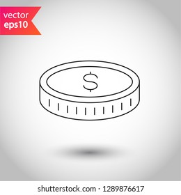 Coin vector icon. Money vector sign. Falling coin vector icon. EPS 10 