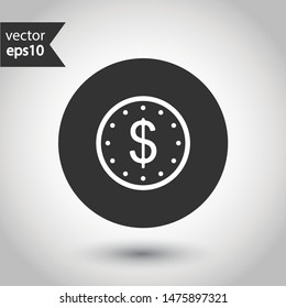 Coin vector icon. Money vector sign. Falling coin vector icon. EPS 10. Round icon design