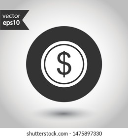 Coin vector icon. Money vector sign. Falling coin vector icon. EPS 10. Round icon design