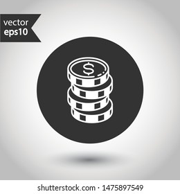 Coin vector icon. Money vector sign. Falling coin vector icon. EPS 10. Round icon design