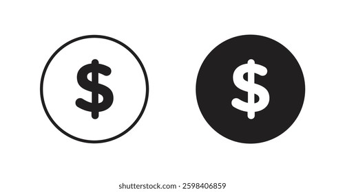 Coin vector icon set in black color.