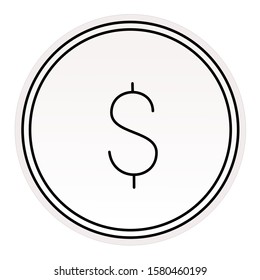 Coin vector icon sticker dollar25 cents 