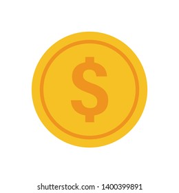 Coin vector icon, yellow gold money symbol. Flat vector illustration.