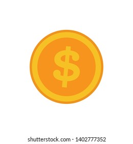 Coin vector icon, yellow gold money symbol. Flat vector illustration.