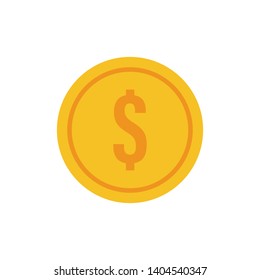 Coin vector icon, yellow gold money symbol. Flat vector illustration.