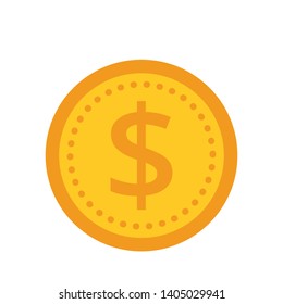 Coin vector icon, yellow gold money symbol. Flat vector illustration.