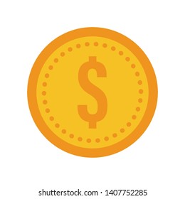 Coin vector icon, yellow gold money symbol. Flat vector illustration.