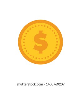 Coin vector icon, yellow gold money symbol. Flat vector illustration.
