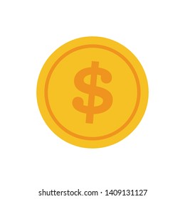 Coin vector icon, yellow gold money symbol. Flat vector illustration.
